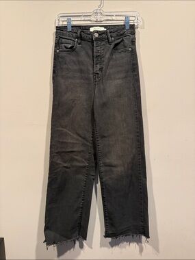 Black Straight Jeans with Raw Hem - Women